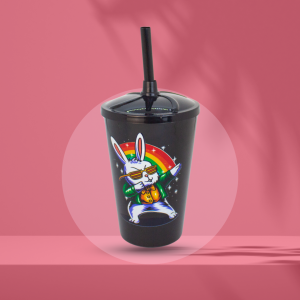 COPO COM CANUDO PLÁSTICO 95MM X 45MM 4 CORES + BRANCO + VERNIZ ULTRA HD CAPACIDADE 200ML ADESIVO DTF UV 