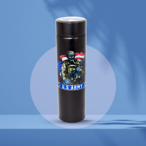 GARRAFA TÉRMICA COM TEMPERATURA AÇO INOX 230MM X 70MM X 70MM 4 CORES + BRANCO + VERNIZ ULTRA HD IMPRESSÃO DTF UV CAPACIDADE 500 ML TAMPA COM ROSCA