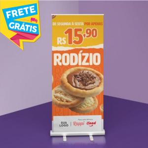 ROLL-UP COMPLETO ALUMÍNIO | POLIESTIRENO 2.0M X 0.80M 4X0 COR ULTRA-HD TECIDO OU LONA COMPLETO FRETE GRÁTIS NAS COMPRAS ACIMA DE 100,00, CONSULTE AS REGIÕES.
