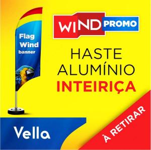 WIND PROMOCIONAL VELA TECIDO TECNOSPORT 100% SINTÉTICO 2.50M X  0.65M DUPLA-FACE | IMPRESSÃO ULTRA-HD EPSON ESTRUTURA DE ALUMÍNIO INTEIRIÇA COSTURA OVERLOQUE EXTERNO BASE TITAN BLACK