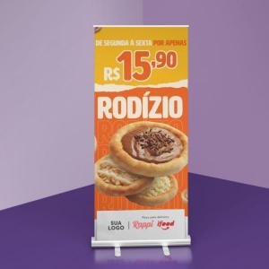 ROLL-UP COMPLETO ALUMÍNIO | POLIESTIRENO 2.0M X 0.80M 4X0 COR ULTRA-HD TECIDO OU LONA COMPLETO 