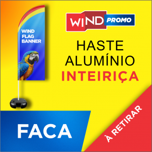 WIND PROMOCIONAL FACA TECIDO TECNOSPORT 100% SINTÉTICO 2.50M X  0.65M DUPLA-FACE | IMPRESSÃO ULTRA-HD EPSON ESTRUTURA DE ALUMÍNIO INTEIRIÇA COSTURA OVERLOQUE EXTERNO Base Titan Black Modelo Maleta com Alça